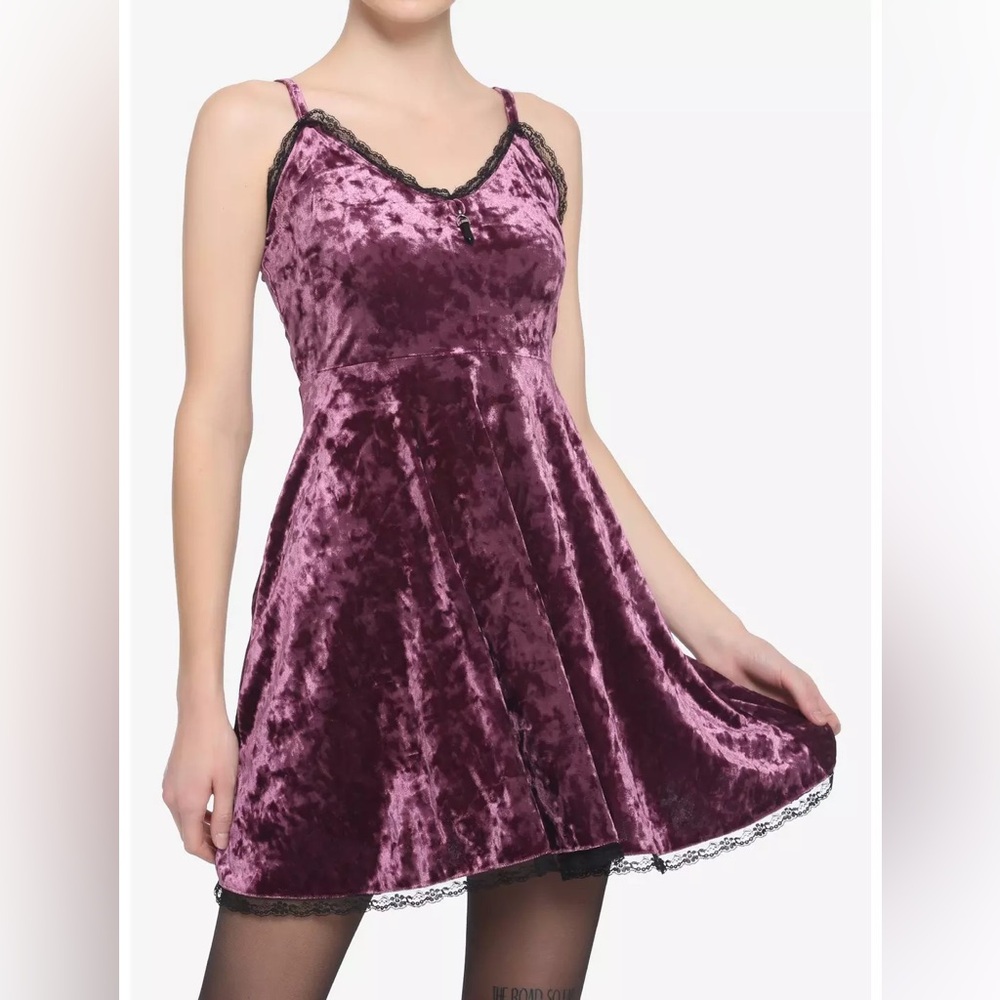 Hot Topic Crushed Velvet Dress in Plum